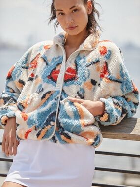 Free People Movement Hit The Slopes Fleece Jacket Patterned Multicolor Teddy XS